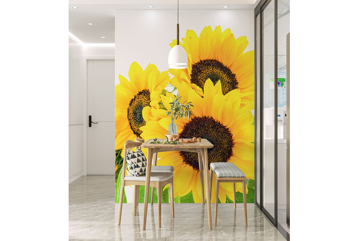 Фотообои «Три подсолнуха» в интерьере