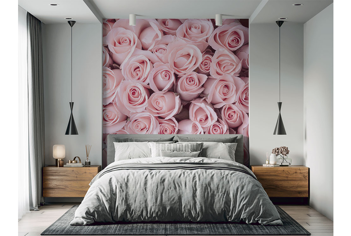Фотообои «Розы в нежно-розовых тонах» в интерьере
