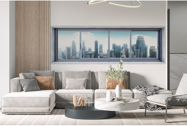 Фотообои «Окно Городская панорама» в интерьере