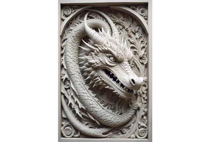 Фотообои «Стереоскопический барельеф с китайским драконом»