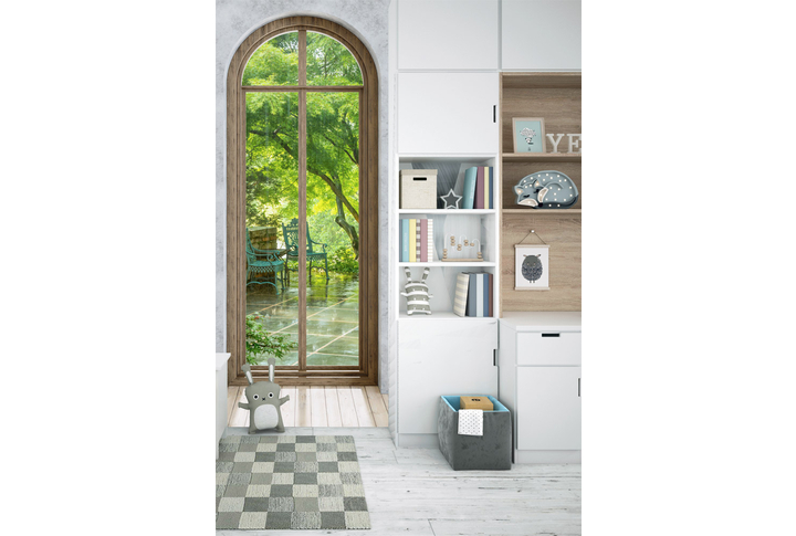 Фотообои «Окно в сад под дождем» в интерьере