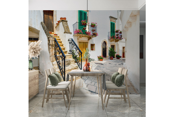 Фотообои «Светлая улица старого города» в интерьере