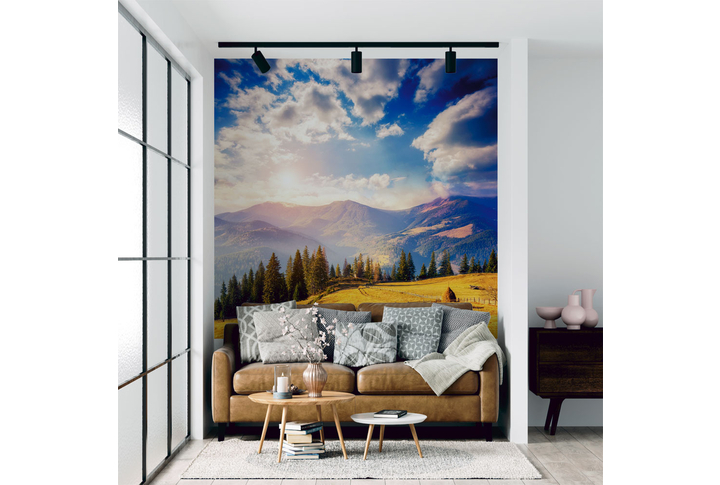 Фотообои «Осенняя природа в горах» в интерьере