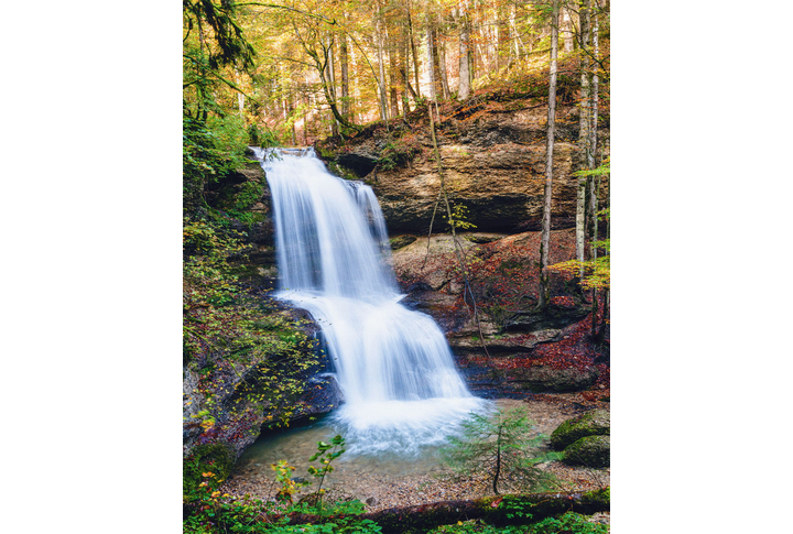 Фотообои «Водопад на скалах в лесу»