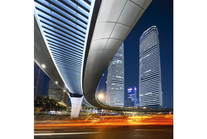 Фотообои «Ночной город и Шанхайский мост»