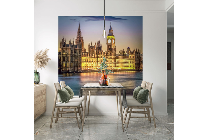 Фотообои «Лондон, Биг-Бен в свете ночных огней» в интерьере