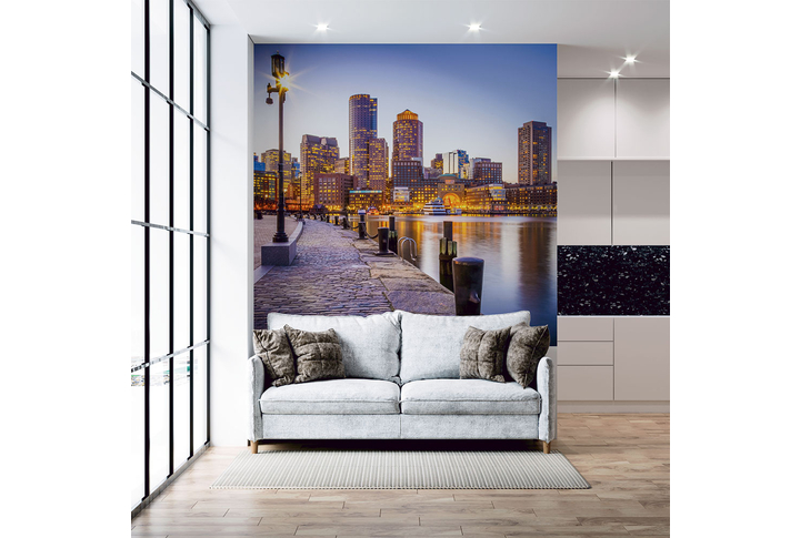 Фотообои «Город - ночной Бостон» в интерьере