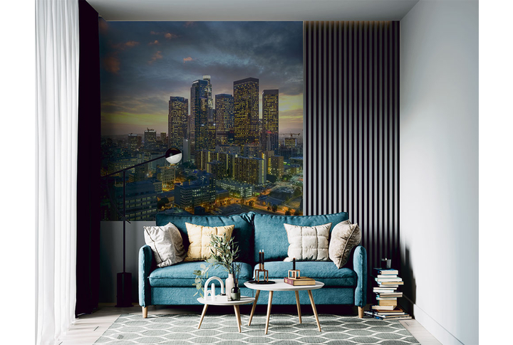 Фотообои «Город Лос-Анджелес на закате» в интерьере