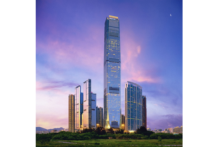 Фотообои «Ночной город Гонконг в фиолетовых оттенках»