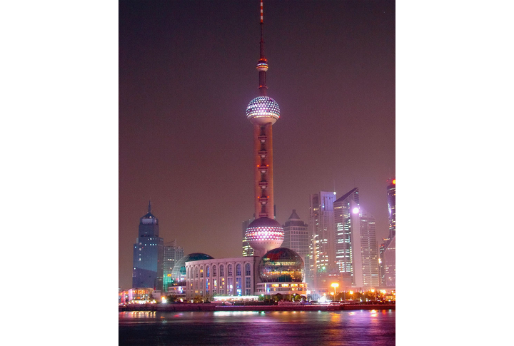 Фотообои «Башня небоскреба в ночном городе Шанхае»