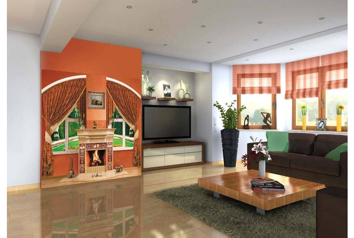 Фотообои «Камин» в интерьере