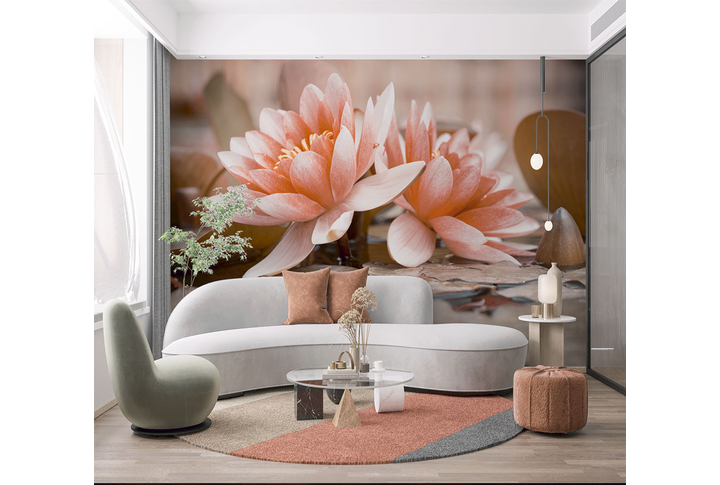 Фотообои «Огромные цветы лотоса» в интерьере