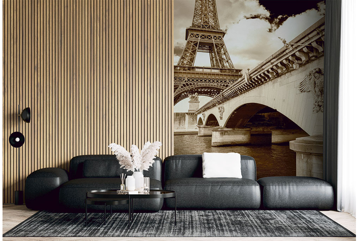 Фотообои «Эйфелева башня в Париже сепия» в интерьере