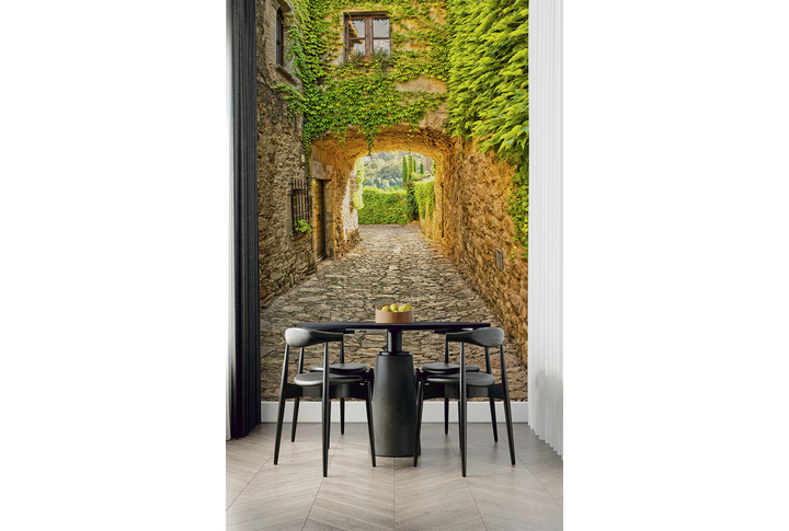 Фотообои «Улица старого города с выходом из арки» в интерьере