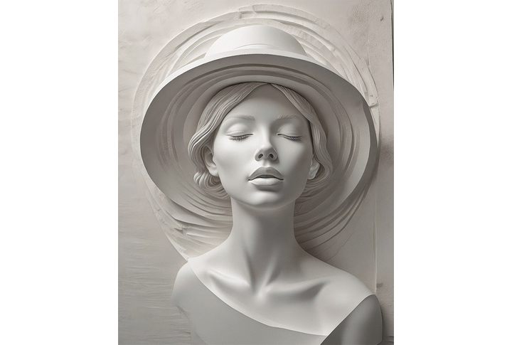 Фотообои «Девушка в широкой шляпе под лепнину»