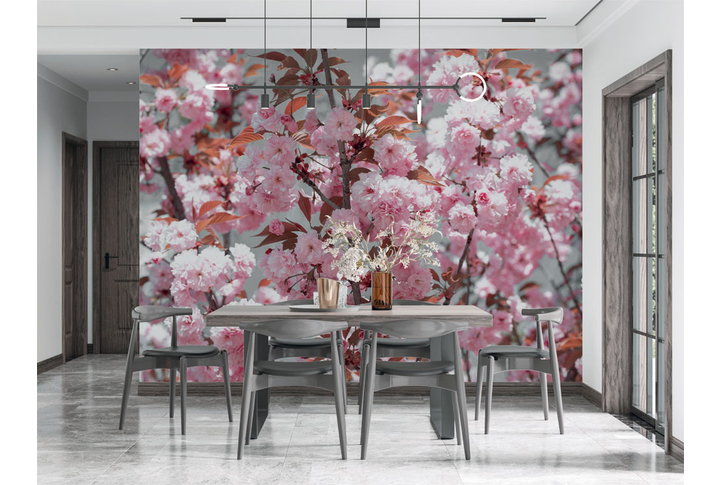 Фотообои «Цветы сакуры на ветках» в интерьере