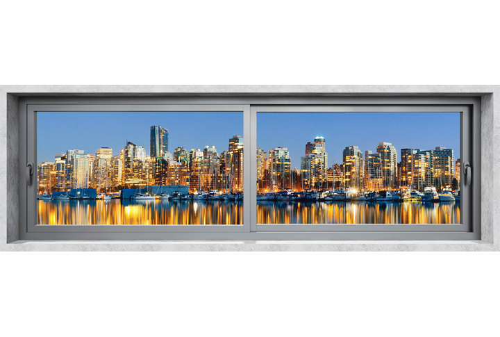 Фотообои «Окно в огнях ночного Ванкувера»