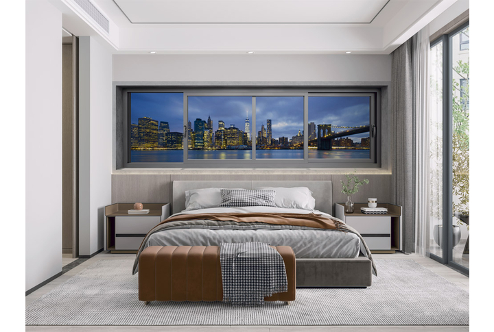 Фотообои «Вид из окна в ночном Нью-Йорке» в интерьере