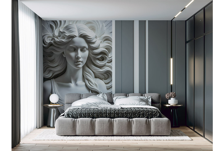 Фотообои «Объемная скульптура девушки» в интерьере