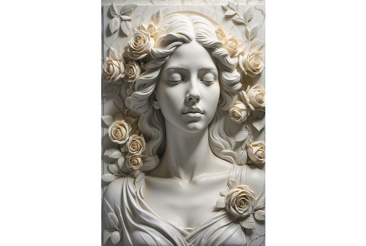 Фотообои «Барельеф Девушка и мраморные розы»