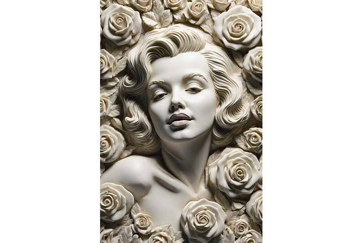 Фотообои «Барельеф Монро и розы»