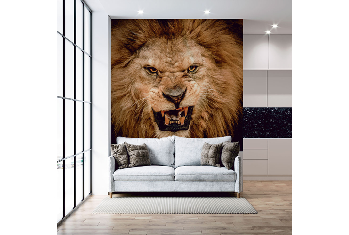 Фотообои «Лев крупным планом» в интерьере