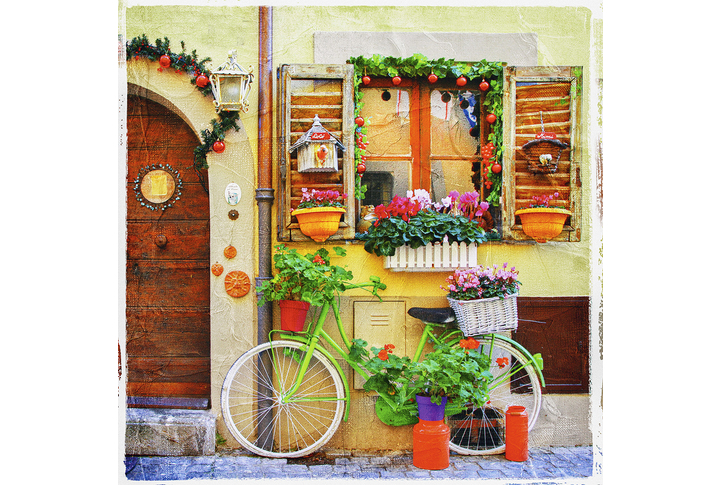 Фотообои «Старый город с велосипедом»