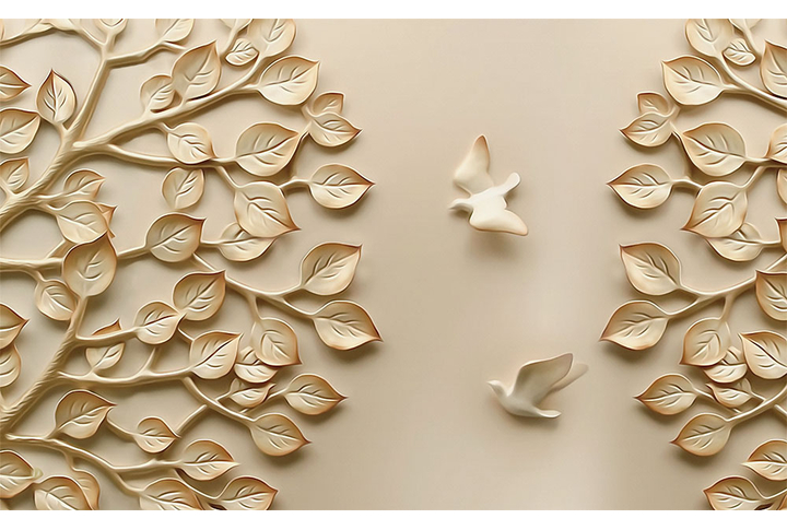 Фотообои «Барельеф с трехмерными кронами деревьев»