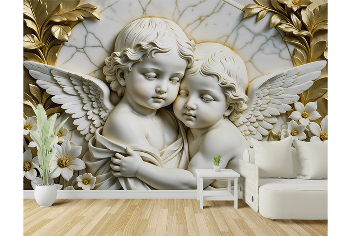 Фотообои «Стерео барельеф Ангелочки» в интерьере