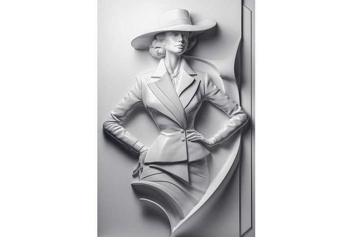 Фотообои «Барельеф модная дама в стиле ретро»