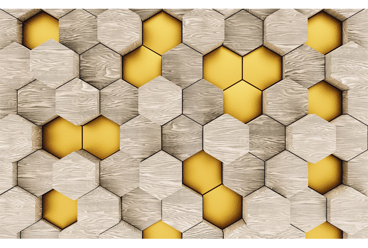 Фотообои «Деревянные блоки с золотом под срез дерева»