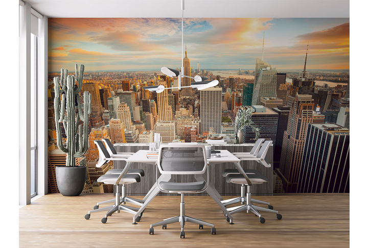 Фотообои «Нью-Йорк, город вечером» в интерьере