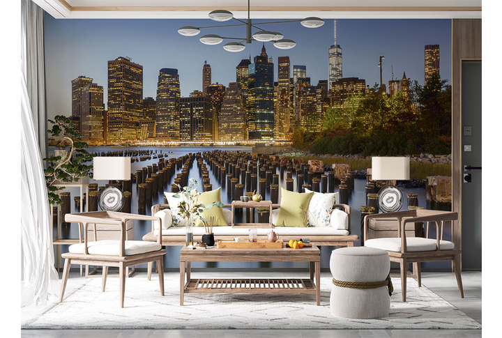 Фотообои «Окраины ночного Нью-Йорка» в интерьере