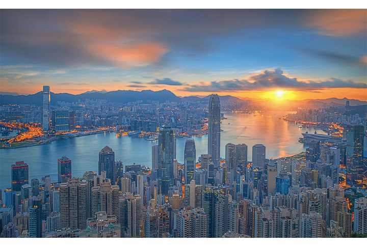 Фотообои «Вечерний город Гонконг на закате»
