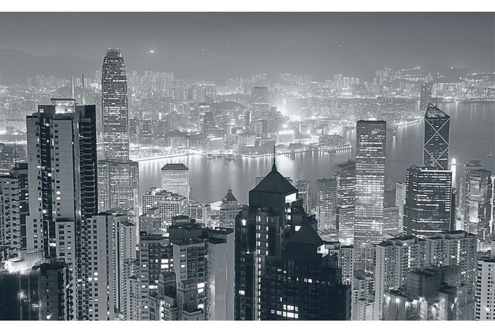 Фотообои «Ночной город черно-белый»