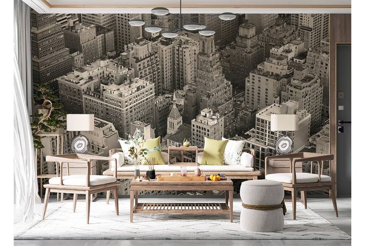 Фотообои «Город Нью-Йорк под сепию» в интерьере