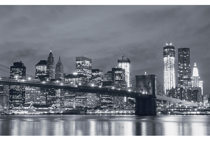 Фотообои «Нью-Йорк и Бруклинский мост в ночном черном городе»