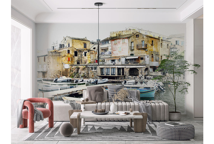 Фотообои «Лодки у причала Венеции» в интерьере