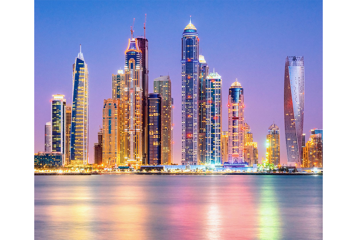 Фотообои «Ночной город Дубай в неоновых огнях»