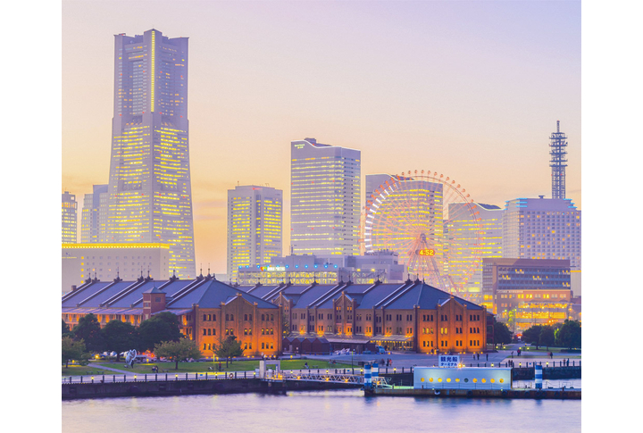 Фотообои «Ночной город Йокогама в Японии»