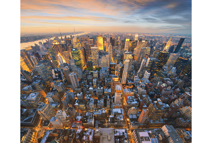 Фотообои «Ночной город Нью-Йорк с высоты полета»