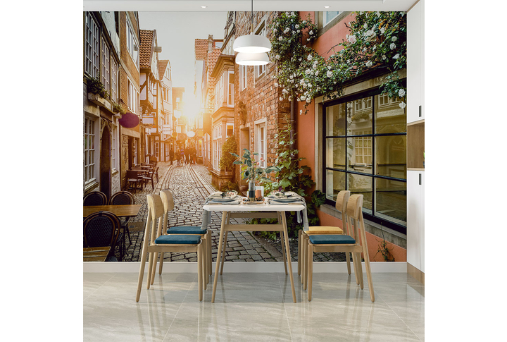 Фотообои «Старая улочка города в Германии на закате» в интерьере