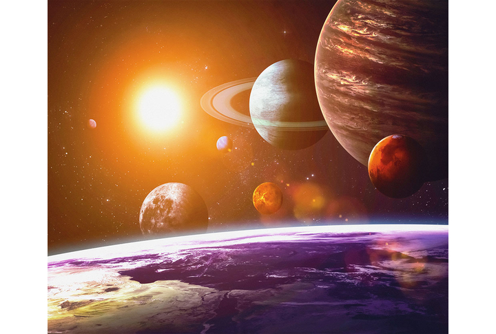 Фотообои «Планеты солнечной системы в космосе над Землей»