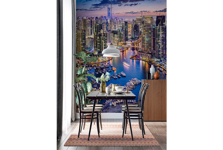 Фотообои «Дубай, вечерний город с высоты» в интерьере