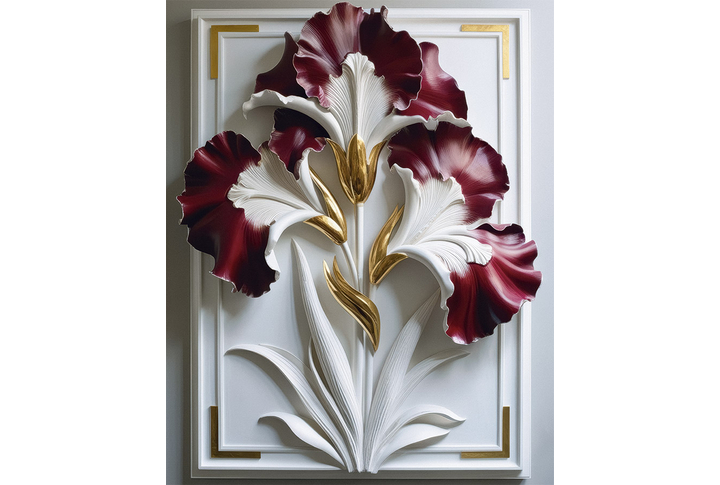 Фотообои «Барельеф Ирисы в красном»