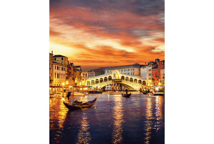Фотообои «Закат над Венецией и ночной мост»