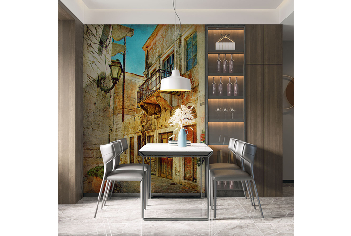 Фотообои «Старая улица города вод дворах» в интерьере