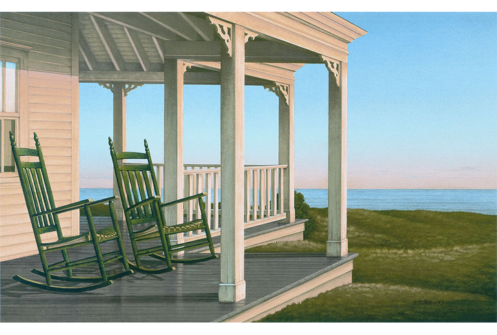 Фотообои «Веранда у морского берега на закате»