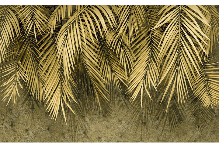 Фотообои «Свисающие листья пальмы на бетоне»