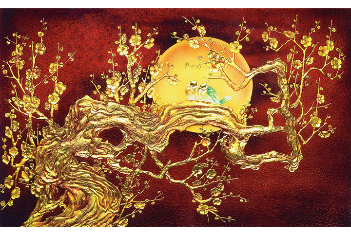 Фотообои «Золотое дерево с тиснением под барельеф»